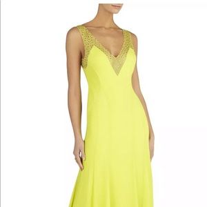 BCBG Yellow embellished evening gown size 0